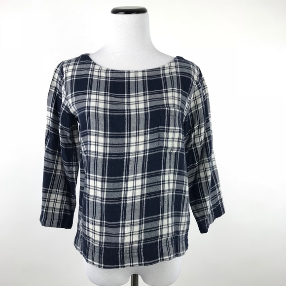 Madewell Tops - Madewell Plaid Boat Neck Boxy Herald Top #1857